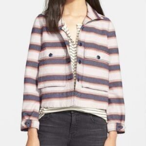 EUC THE GREAT. The Swing Army Multicolor Striped Utility Jacket. Size 0